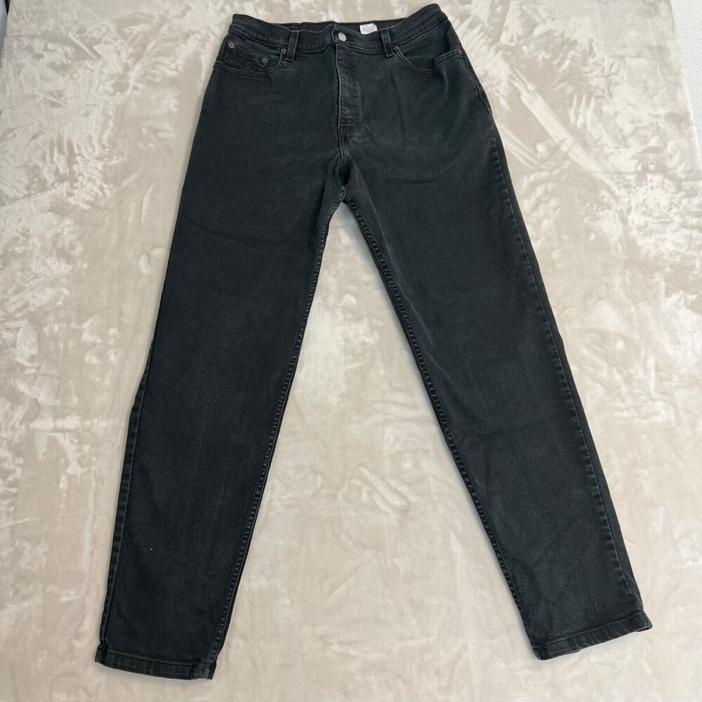 VTG Levis 550 Jeans Womens 14 Black Denim Relaxed Fit‎ Tapered Leg Grunge Y2K